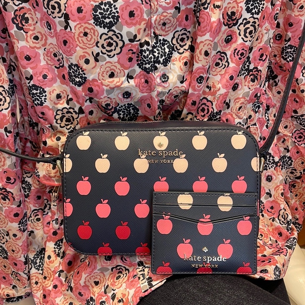 Kate Spade Staci Mini Camera Bag & Staci Small Slim Card Holder Orchard Degrade